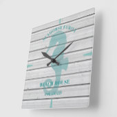 Rustic Seahorse Family Beach House Wall Clock Vierkante Klok (Hoek)