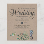 Rustic Seahorse Ocean Zee Wedding Invites Budget (Voorkant)