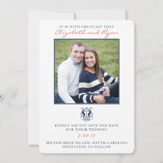 Rustic Seahorse Save the Date Photo Card (Voorkant)