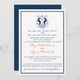 Rustic Seahorse Wedding Invitation - Marine en Kor Kaart