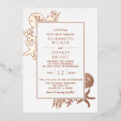 Rustic Seashells Marine Ocean Beach Wedding Folie Uitnodiging (Voorkant)