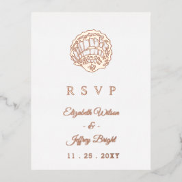 Rustic Seashells Marine Ocean Beach Wedding RSVP Folie Uitnodiging Briefkaart