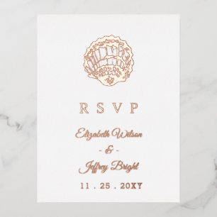 Rustic Seashells Marine Ocean Beach Wedding RSVP Folie Uitnodiging Briefkaart