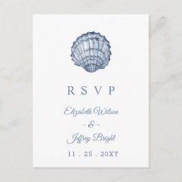 Rustic Seashells Marine Ocean Beach Wedding RSVP Uitnodiging Briefkaart