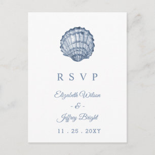 Rustic Seashells Marine Ocean Beach Wedding RSVP Uitnodiging Briefkaart