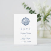 Rustic Seashells Marine Ocean Beach Wedding RSVP Uitnodiging Briefkaart (Staand voorkant)