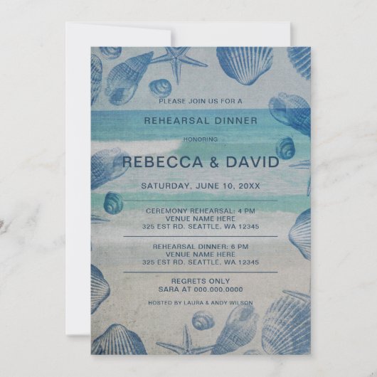 Rustic Seashells Zee Ocean Beach Kaart (Voorkant)