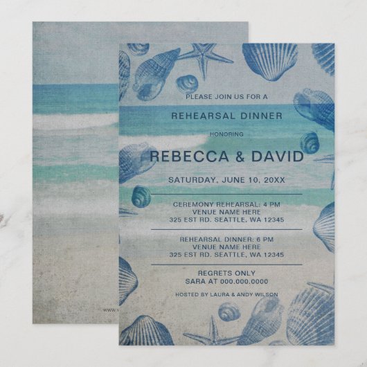 Rustic Seashells Zee Ocean Beach Kaart (Voorkant / Achterkant)