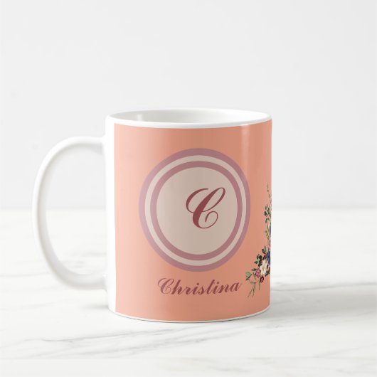 Rustic Season Florals Custom Monogram Koffiemok (Links)