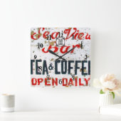 Rustic Seaview Coastal themed Hotel personalized Vierkante Klok (Huis)