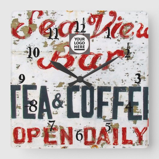 Rustic Seaview Coastal themed Hotel personalized Vierkante Klok (Voorkant)