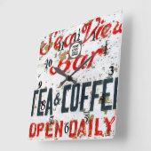 Rustic Seaview Coastal themed Hotel personalized Vierkante Klok (Hoek)