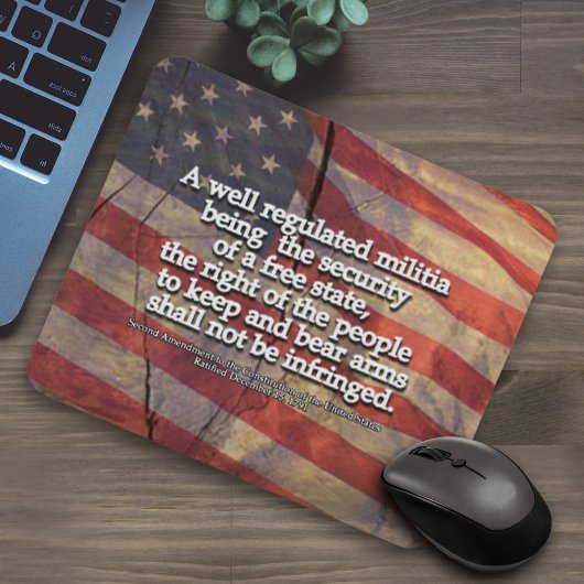 Rustic Second Amendment Typography US Flag Muismat