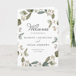 Rustic Seed Eucalyptus Wreath Wedding Booklet Programma