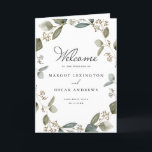 Rustic Seed Eucalyptus Wreath Wedding Booklet Programma<br><div class="desc">Rustige eucalyptusthema trouwboekjes. Laat je gasten op de hoogte zijn van de huwelijksceremonie met dit groenere trouwprogramma boekje. Het kenmerkt de illustraties van de waterverf van gezaaide eucalyptus met een wit manuscript. Ideaal voor herfst- of valbruiloften. Personaliseer u door uw eigen gegevens toe te voegen.</div>