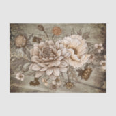 Rustic Sepia Chrynsanthimum Floral Decoupage Tissuepapier (Voorkant)