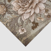 Rustic Sepia Chrynsanthimum Floral Decoupage Tissuepapier (Detail)