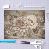 Rustic Sepia Chrynsanthimum Floral Decoupage Tissuepapier (Craft)