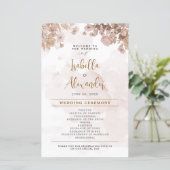 Rustic Sepia Floral - Vintage huwelijksprogramma (Staand voorkant)