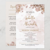 Rustic Sepia Floral - Vintage huwelijksprogramma (Voorkant / Achterkant)