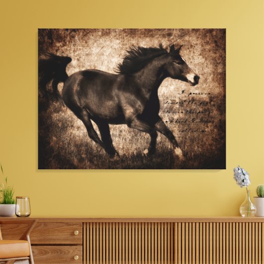 Rustic Sepia Galloping Horse Canvas Afdruk (Insitu (Woonkamer))