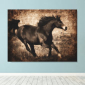 Rustic Sepia Galloping Horse Canvas Afdruk (Insitu (Houten vloer))