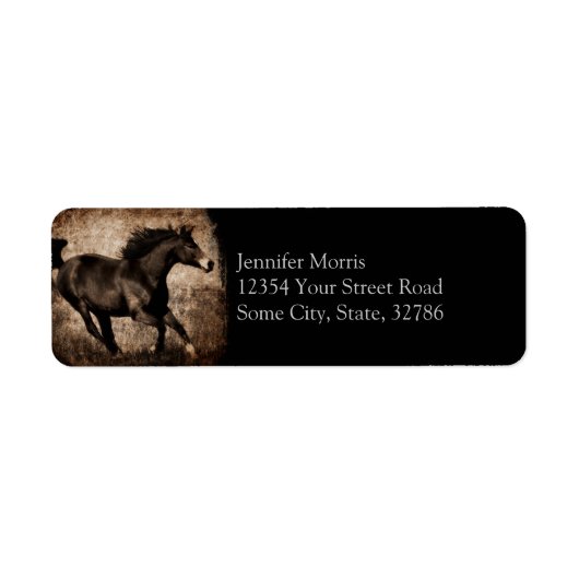 Rustic Sepia Galloping Horse Etiket (Voorkant)