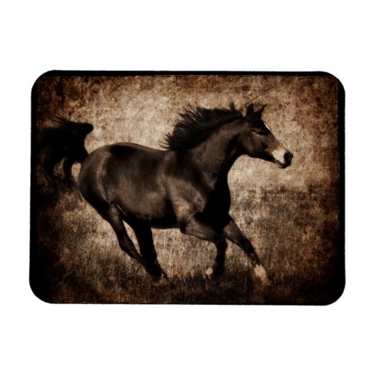 Rustic Sepia Galloping Horse Magneet (Horizontaal)
