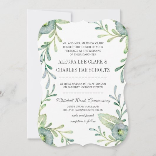 Rustic Serenity Blue Waterverf Wedding Kaart (Voorkant)