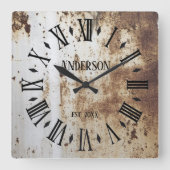 Rustic Shabby Chic Distress Antiek Vierkante Klok (Voorkant)