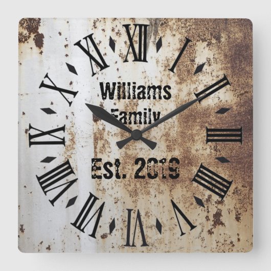 Rustic Shabby Chic Distress Antiek Vierkante Klok (Voorkant)