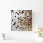 Rustic Shabby Chic Distress Antiek Vierkante Klok (Huis)