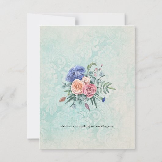 Rustic Shabby Chic Faded Rozen Green Wedding Kaart (Achterkant)