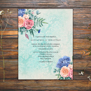 Rustic Shabby Chic Faded Rozen Green Wedding Kaart