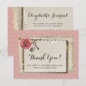 Rustic Shabby Chic Pink Victoriaans Damask Harteli Briefkaart (Voorkant / Achterkant)