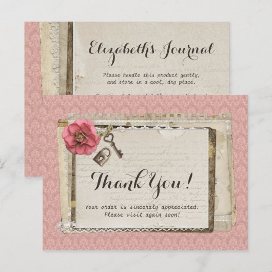 Rustic Shabby Chic Pink Victoriaans Damask Harteli Briefkaart (Voorkant / Achterkant)