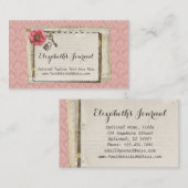 Rustic Shabby Chic Pink Victoriaans Damask Journal Visitekaartje (Voorkant / Achterkant)