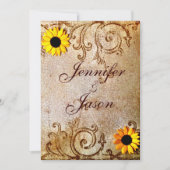 Rustic Shabby Chic Sunflower Brown Wedding Kaart (Voorkant)