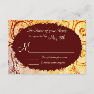 Rustic Shabby Country Maroon Wedding RSVP-kaarten RSVP Kaartje