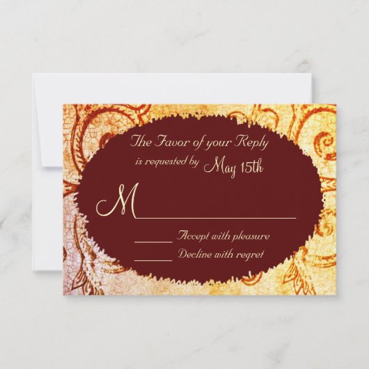 Rustic Shabby Country Maroon Wedding RSVP-kaarten RSVP Kaartje (Voorkant)