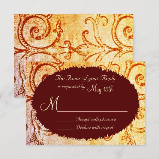 Rustic Shabby Country Maroon Wedding RSVP-kaarten RSVP Kaartje (Voorkant / Achterkant)