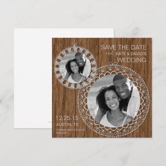 Rustic Shabby Country Wedding Photo Save the Date (Voorkant / Achterkant)