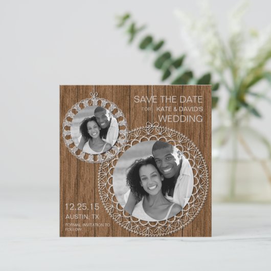 Rustic Shabby Country Wedding Photo Save the Date (Staand voorkant)