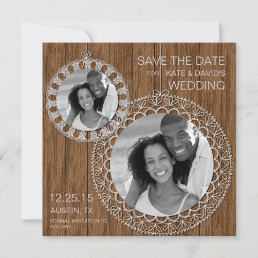 Rustic Shabby Country Wedding Photo Save the Date (Voorkant)