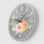 Rustic Shabby Flowers Custom Family Large Clock Grote Klok (Hoek)