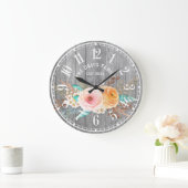 Rustic Shabby Flowers Custom Family Large Clock Grote Klok (Huis)