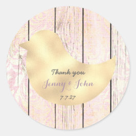 Rustic Shabby Lavender Gold Roos Weddenschap Ronde Sticker