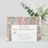 *~* Rustic - Shabby Rainbow Distress Wood RSVP Kaartje (Staand voorkant)