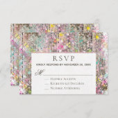 *~* Rustic - Shabby Rainbow Distress Wood RSVP Kaartje (Voorkant / Achterkant)