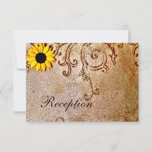Rustic Shabby Sunflower Brown Wedding Card Kaart (Voorkant)